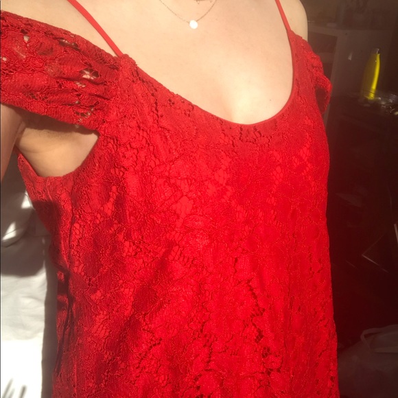 Red Lace Shift Dress - Picture 2 of 3